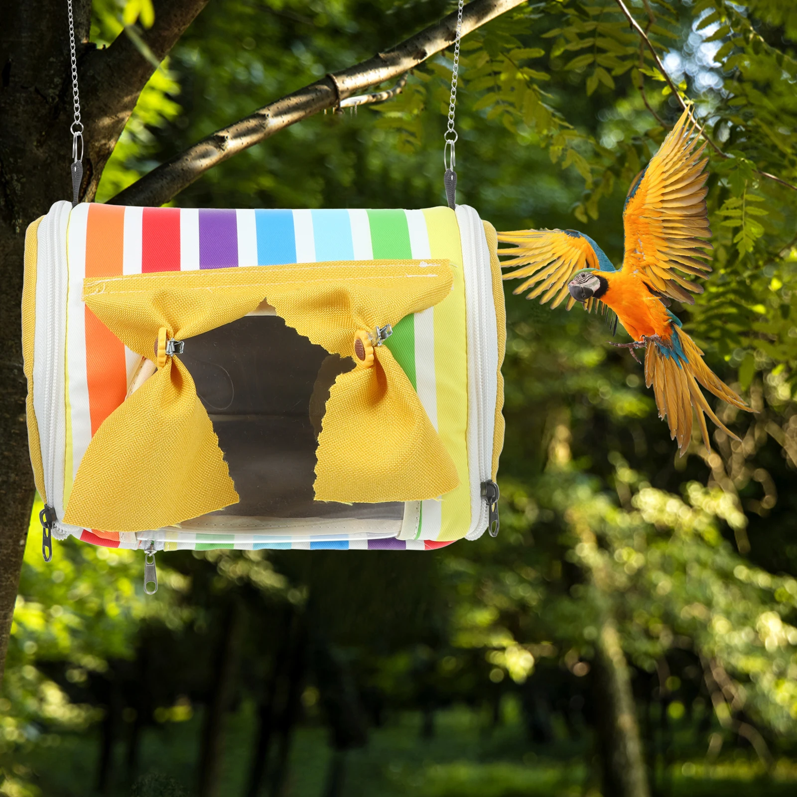 

Parrot Hammock Bird Accessories Breathable Cage Tent Cloth Nest Sleeping Hanging Small Size Yellow Color Durabl