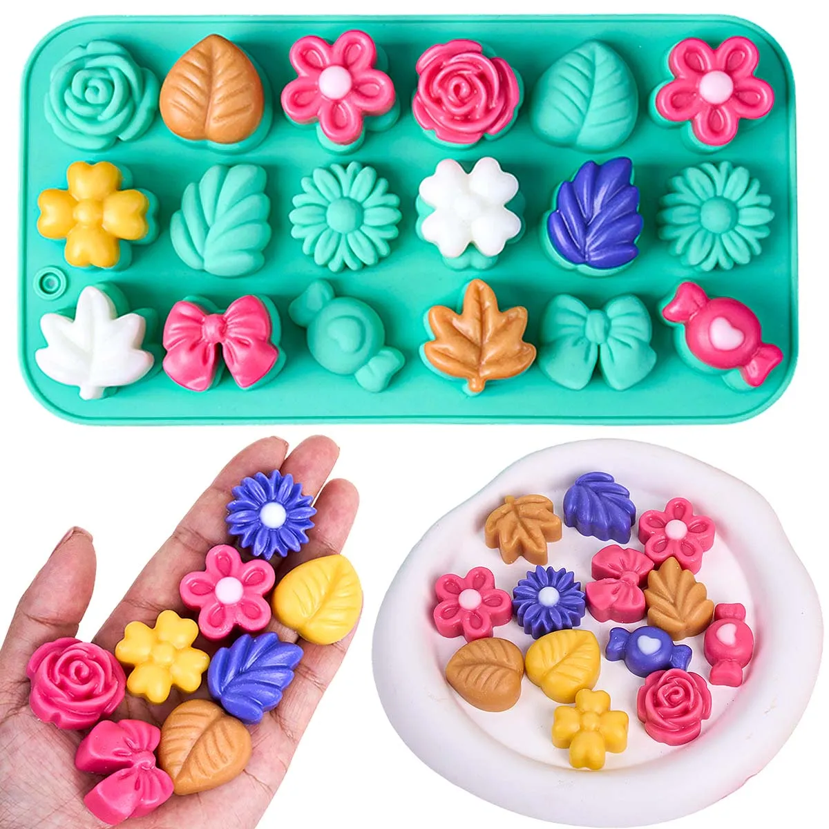 Multi Shapes Silicone Candle Mold Rose Flower Bow Candy Leaf Molds DIY Cake Chocolate Baking Mould Home Decor Party Gifts
