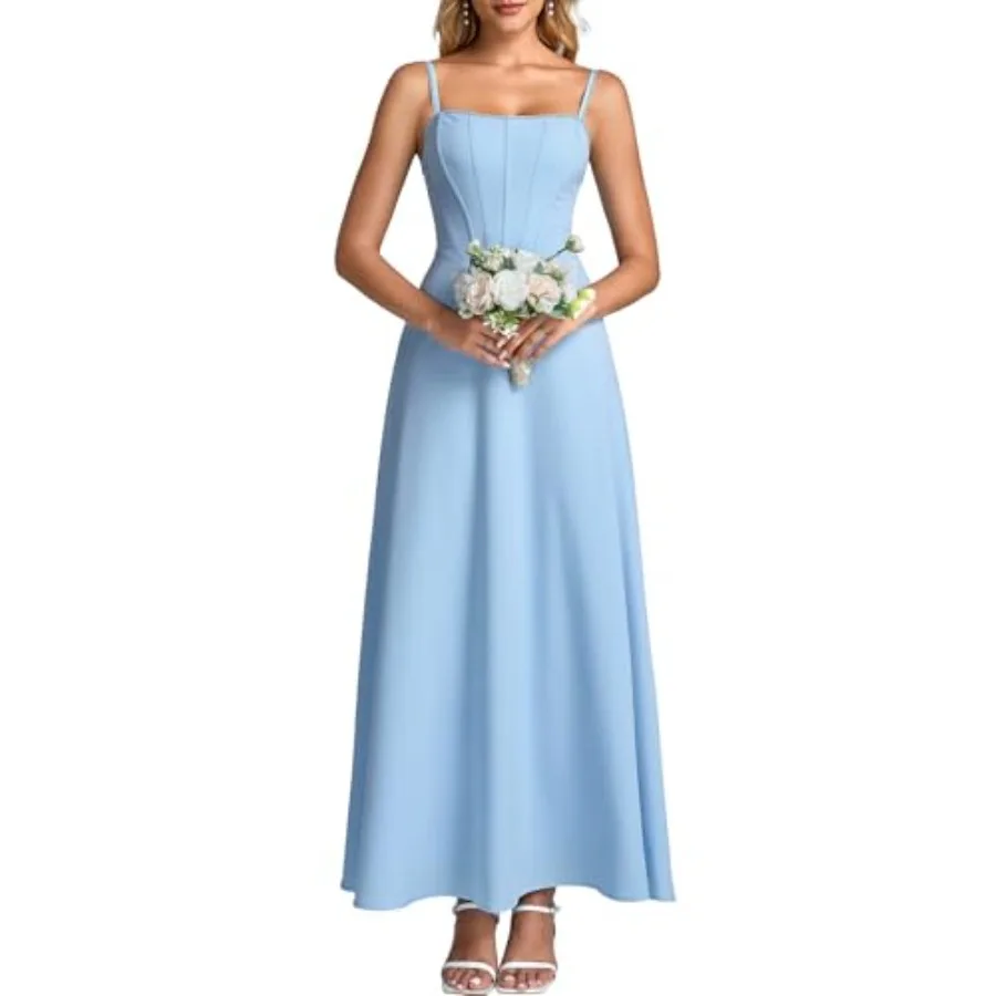 

Auraxe Floral Corset Maxi Wedding Guest Dresses for Women Summer Spaghetti Strap Flowy A Line Tea Party Long Sun Dress 2026