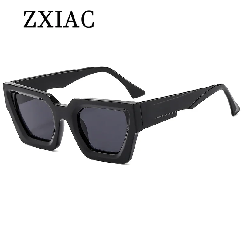 ZXIAC Fashion Cat Eye Wide Temple Frame Sunglasses Women Vintage Casual Black Lens Glasses for Men 90s Gafas De Sol Mujer UV400