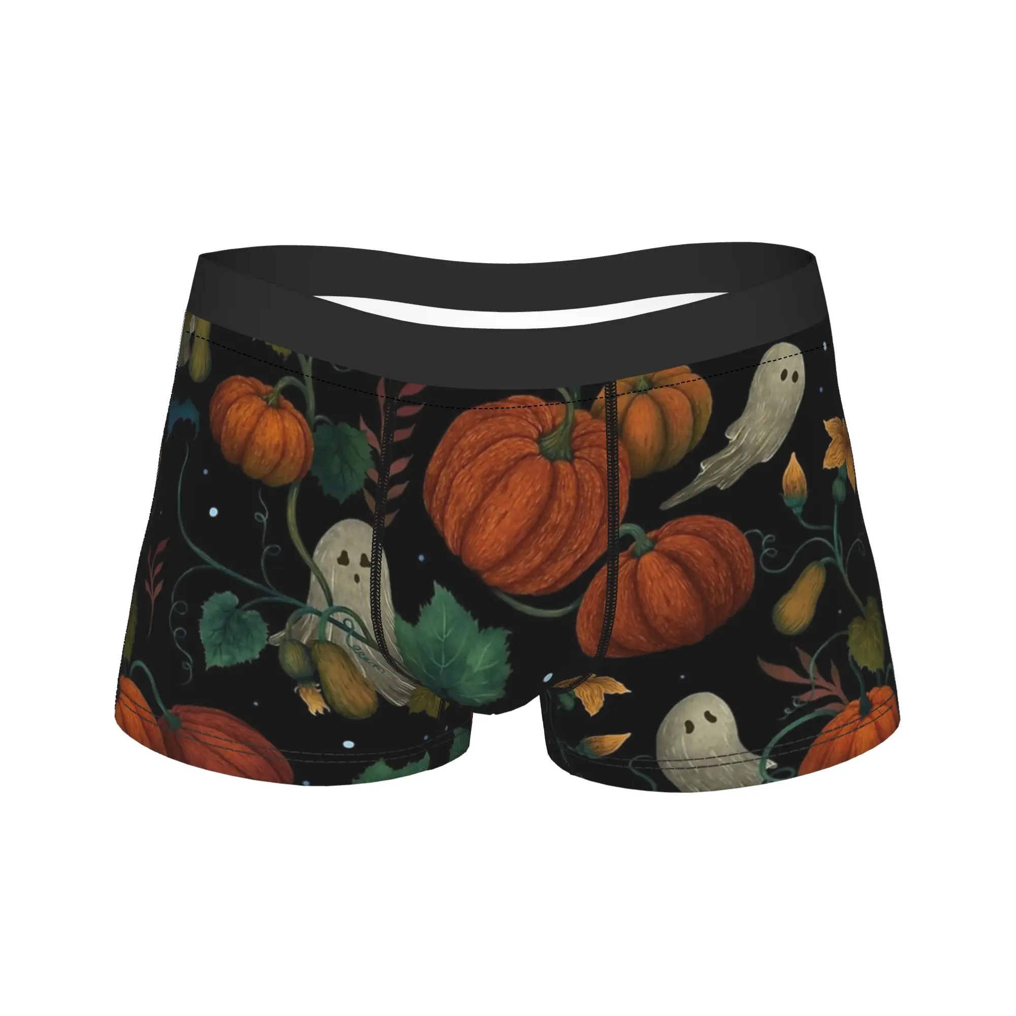 Men Cartoon Halloween Ghost Pumpkin Long Underwear  Fashion Boxer Briefs Shorts Panties Male Soft Underpants M-XXL