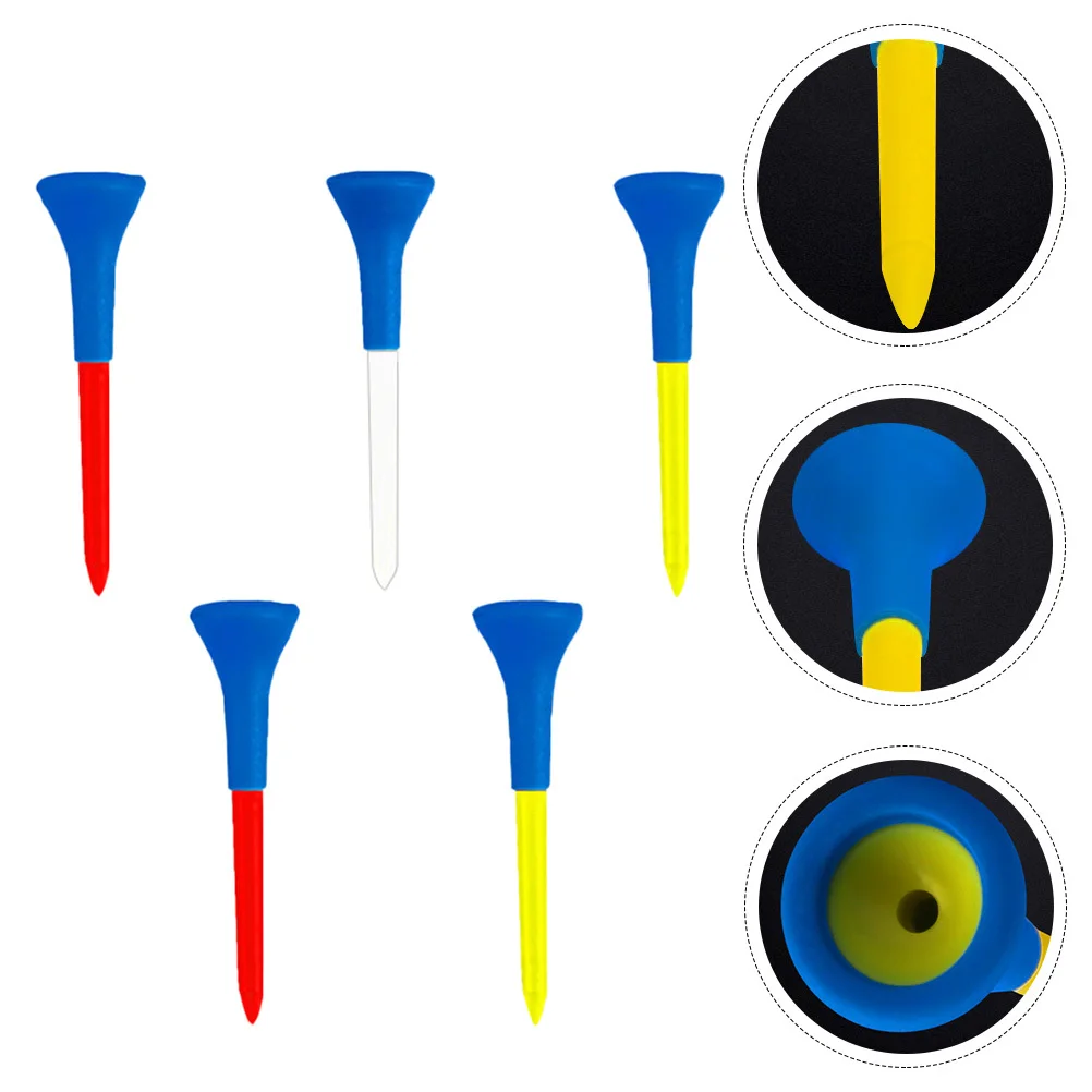 

5Pcs Soft Rubber Golf Tee 74mm Long Service Life Low Resistance Professional Golf Training Supplies Outdoor Golfing Equipment