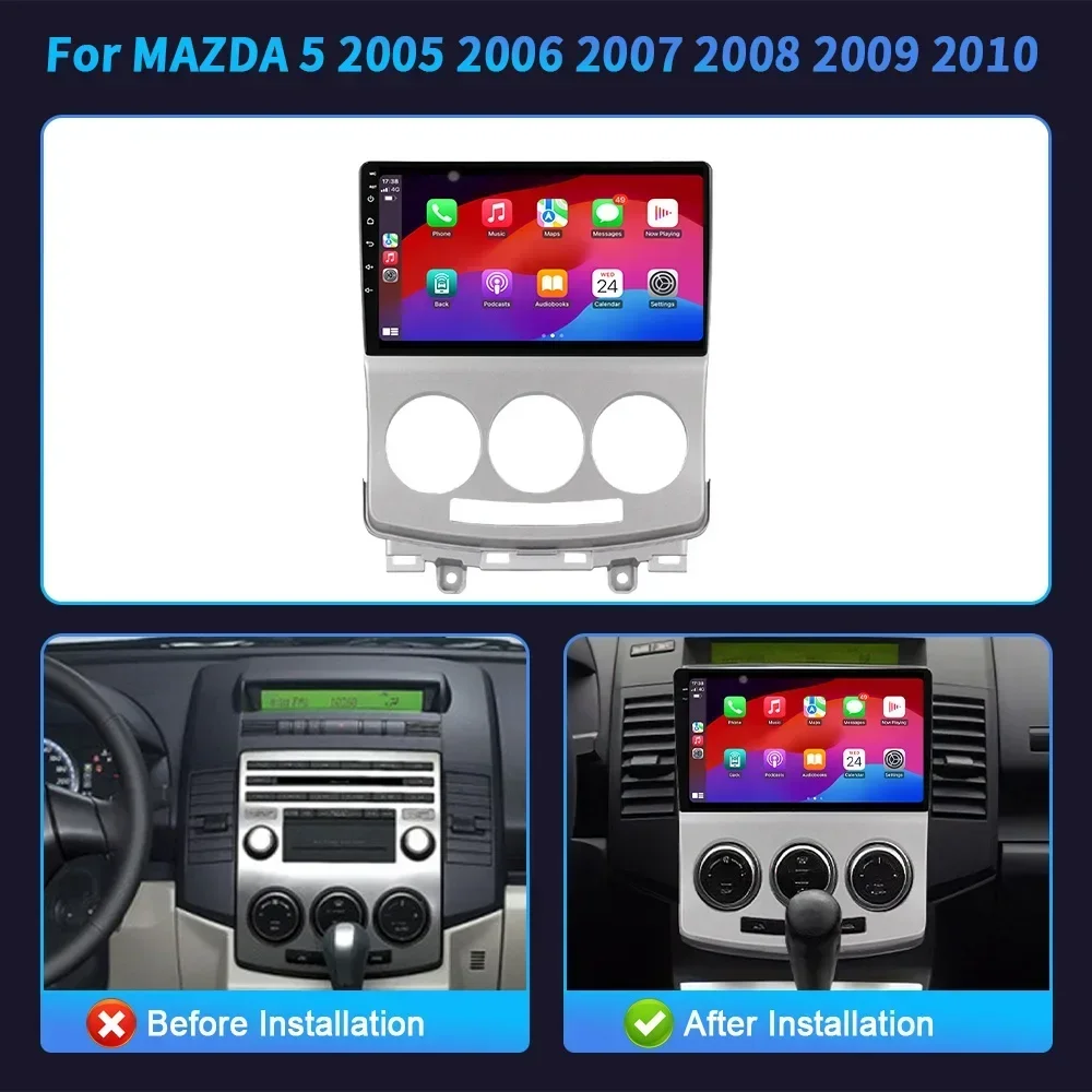 Para mazda 5 2005 2006 2007 2008 2009 2010 navegação central multimídia gps sem fio android os carplay tela de rádio do carro estéreo