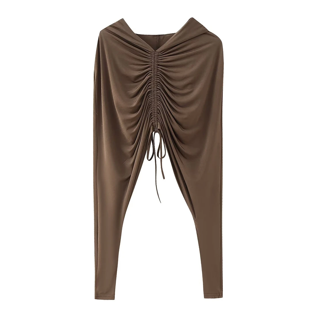 

Women's Casual Hooded Pleated Top with Shoulder Strap V-Neck Commuter Fashion 2025 New Style