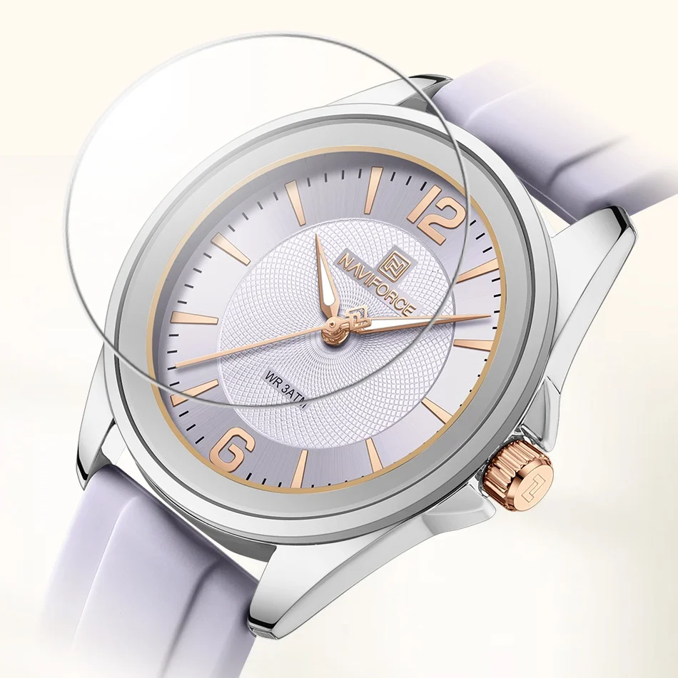 2025 تصميم جديد NAVIFORCE العلامة التجارية الفاخرة النساء كوارتز ساعات المعصم 30 متر مقاوم للماء والصدمات سيليكون الفرقة ساعة أنثى على مدار الساعة