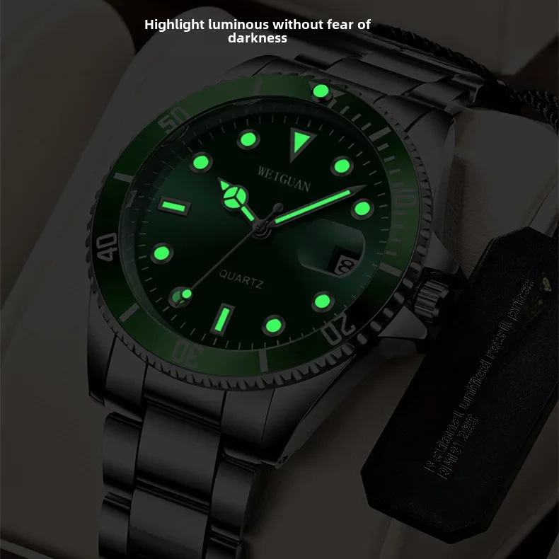 ساعة ميكانيكية أوتوماتيكية للرجال شبح الماء الأخضر تقويم مضيء مقاوم للماء مبيعات المصنع مباشرة ساعة Tiktok الشعبية #4