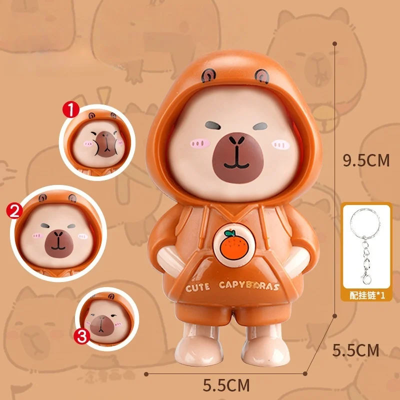 Capibara Druk Gezicht Pop Sleutelhanger Eigenzinnige Pop Cartoon Handstuk Kleine Ornamenten Kinderen Geschenken Leuke Tas Charme 5.5x9.5cm