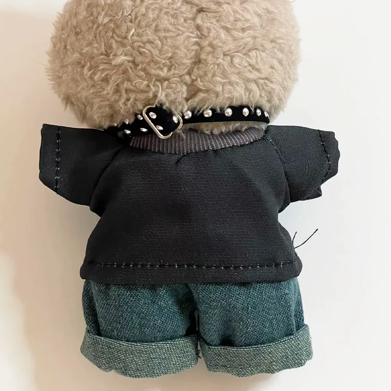 Labubu Clothes For 15/17cm V1 V2 V3 Plush Idol Doll Hip Hop T-Shirt Pants Necklace 3PCS/Pack Decoration Accessories Fans Gift