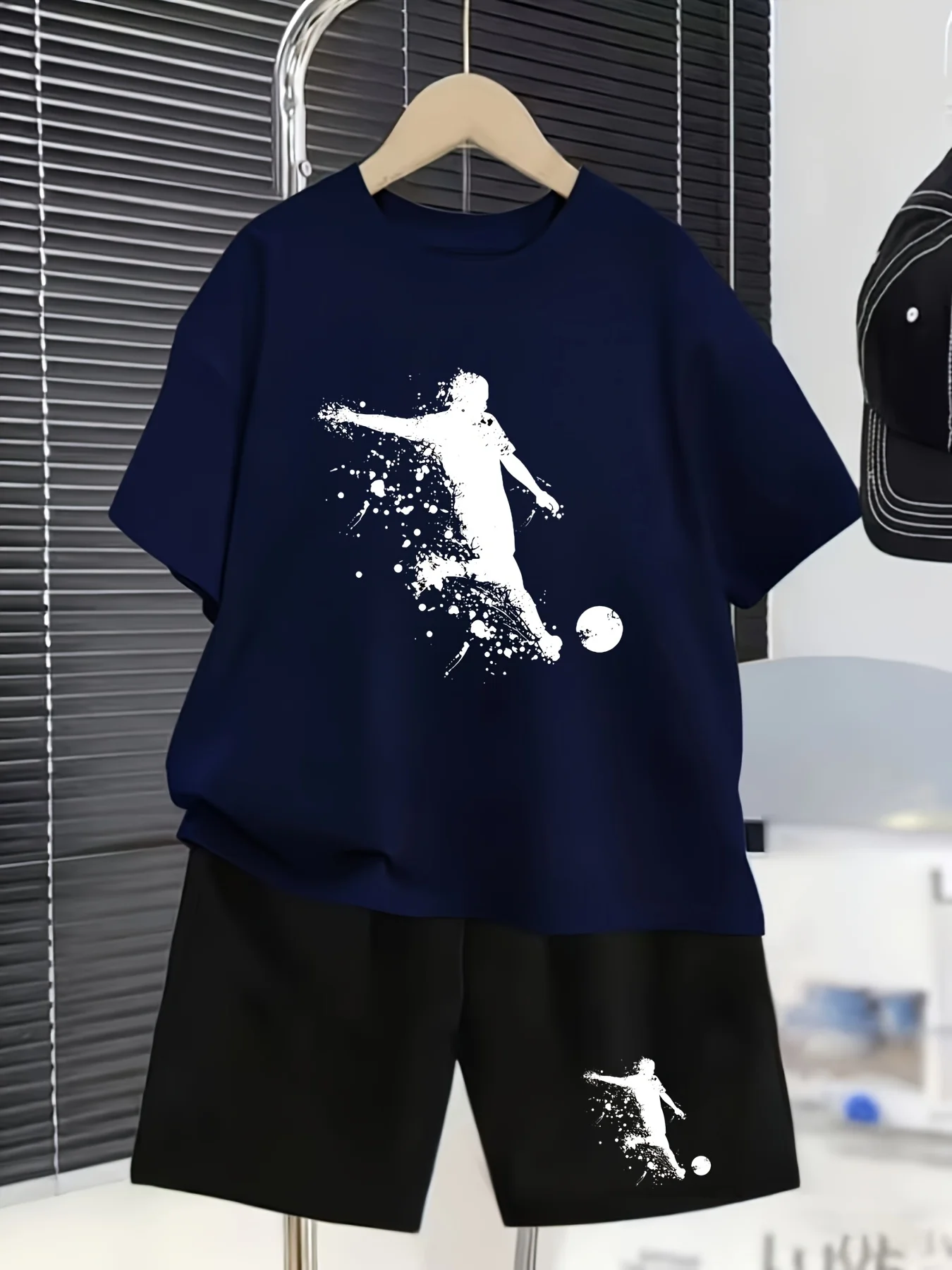 Cool Soccer Print Boys Sport T‑Shirt, Summer Fashion Short‑Sleeve Top For Teen Boys Outdoor Wear, Accessories Not Included