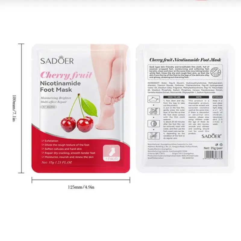 1 Pairs SADOER Fruits Foot Mask Moisturizing Foot Peeling Mask Exfoliant Feet Skin Care Exfoliating For Feet Spa Pedicure view 6
