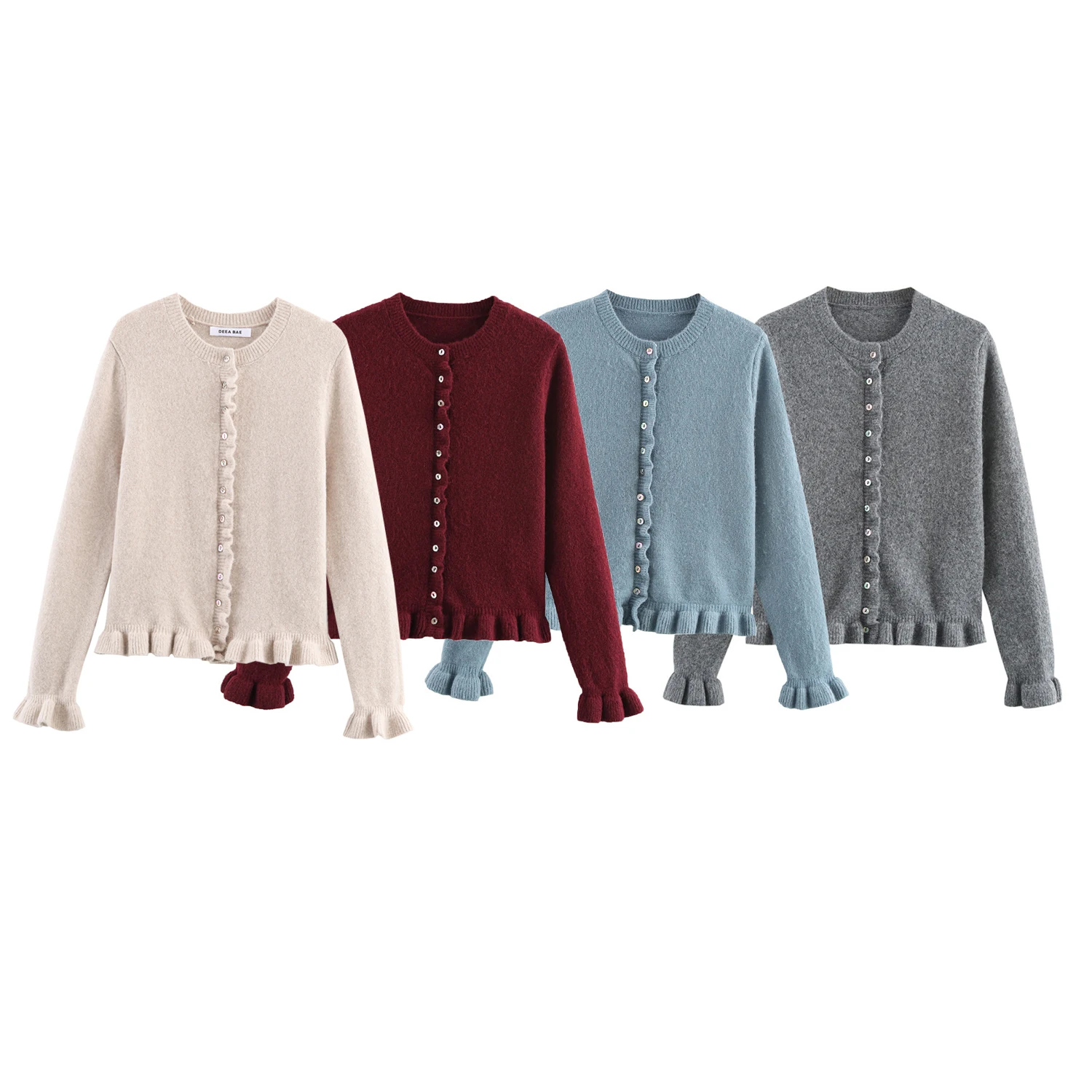 

Осенняя новая женская одежда 2025 года, модная вязаная куртка с длинными рукавами и круглым вырезом в европейском и американском стиле, многослойное украшение