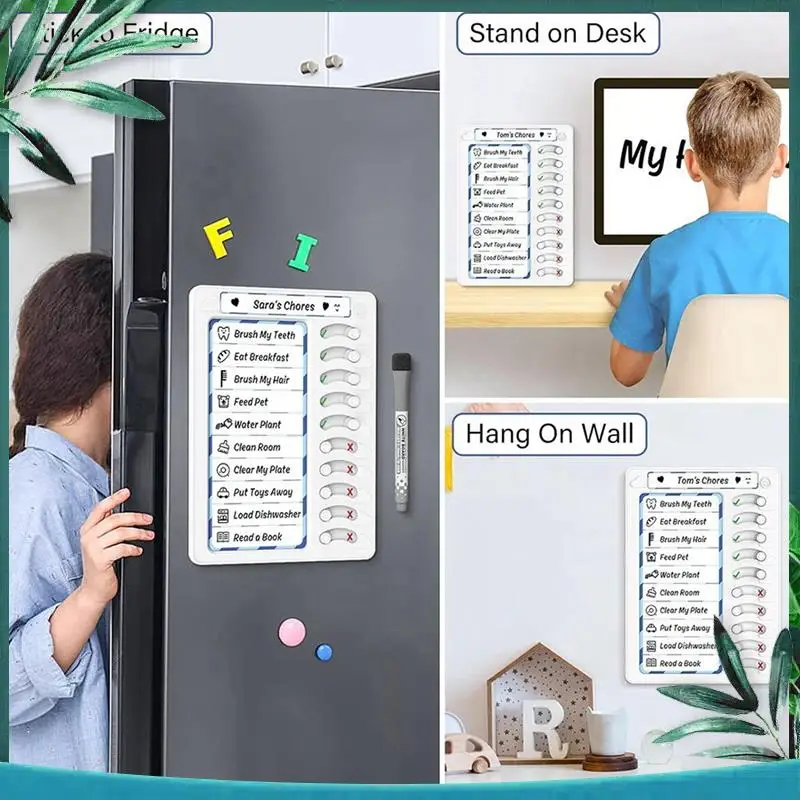YSS-2X Erasable Chore Chart For Kids To Do List Routine Task Planning Board With Magnetic Stickers Refrigerator Magnet