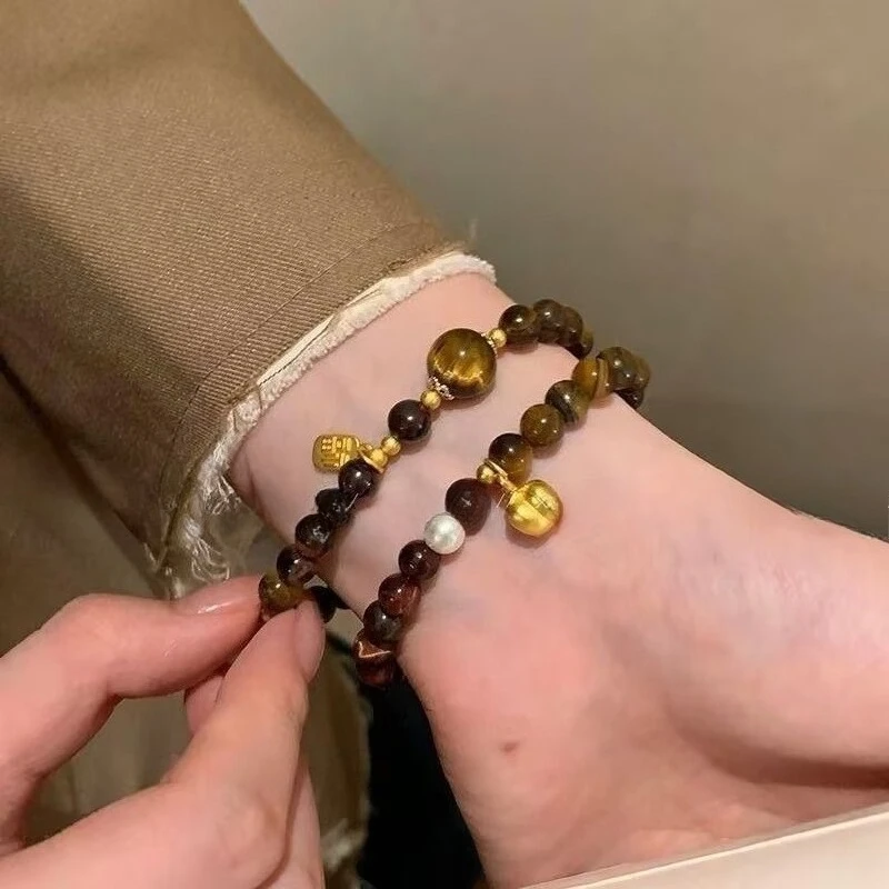 Natural Tiger Eye Stone Autumn/Winter Bracelet Fashion Luxury Designer Bangle Real Jade Jewelry Talismans Gifts for Women