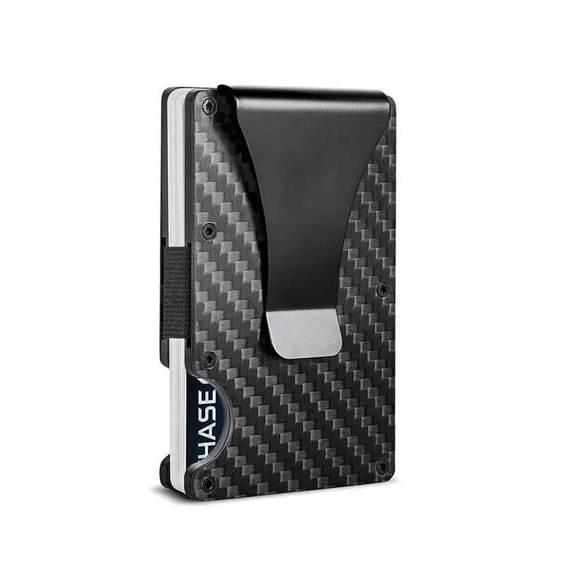 ANTI Rfid Blocking Carbon Fiber Metal Card Holder Wallets Men Slim Thin Mini Wallet Male Money Bags Small Minimalist Male Purse image 5