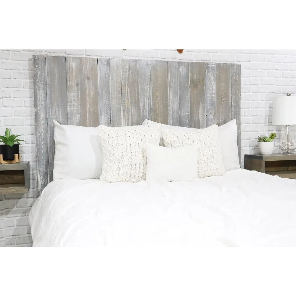 Graywash Headboard, Farmhouse Design, Wood Headboard Wash Finish, Floating Panels, Wall Mount, Adjustable Height