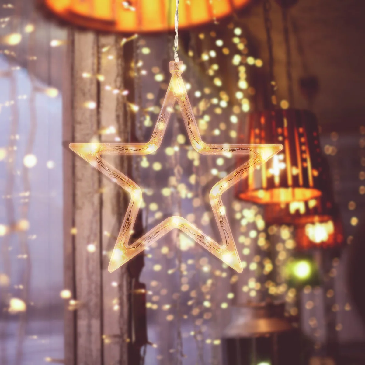 أضواء نافذة النجوم Led ديكور معلق تعمل أضواء الجنية البيضاء الدافئة لحفلة عيد الميلاد متجر المنزل الزجاج #3