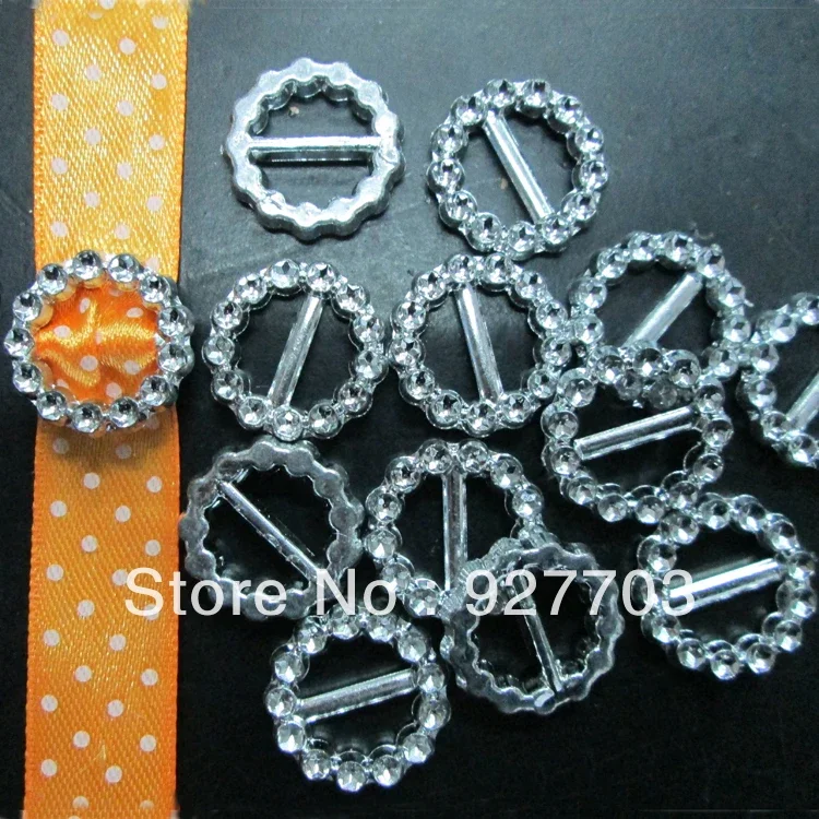 10pcs Acrylic Round Buckle Invitation Ribbon Slider For Wedding Ribbon Supplies