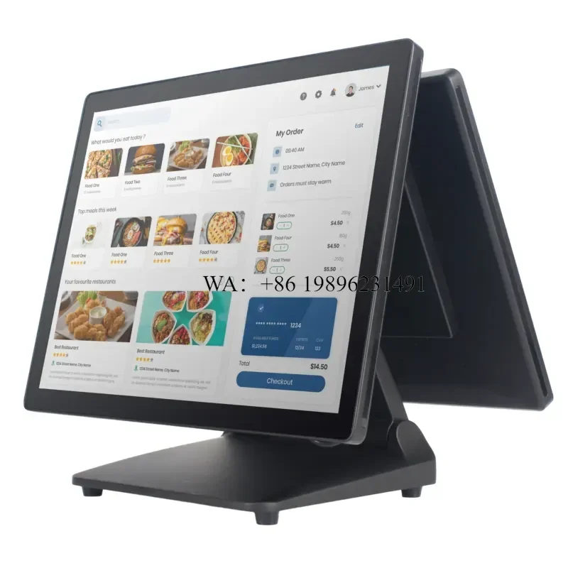 TCANG Dual 15 Inch Touch Screen POS System POS Terminal with J6412 Large Displays Cash Register for Retail Business Windows