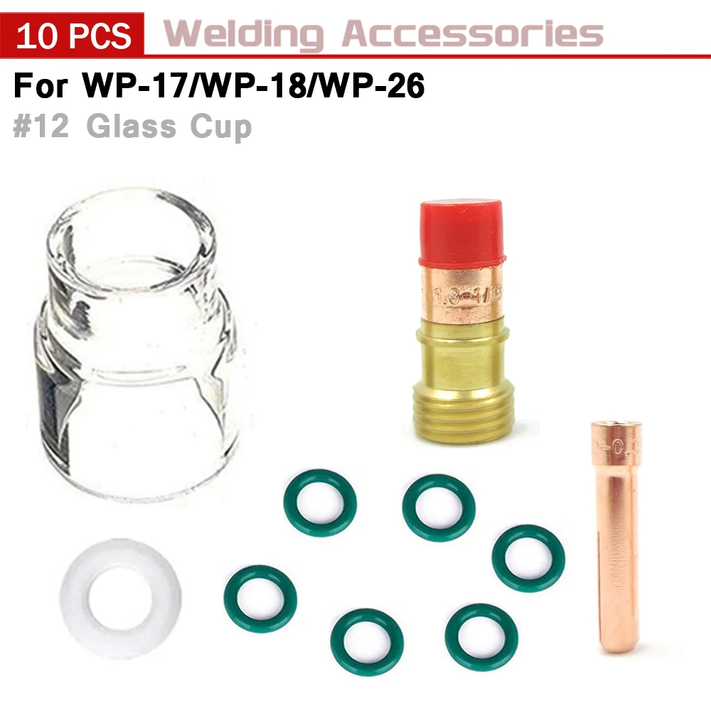 tig soldagem tocha stubby lente de gas copo de vidro ponta de corpo de pincas duraveis e acessorios praticos 12 pyrex wp17 wp18 wp26 10 pcs 01