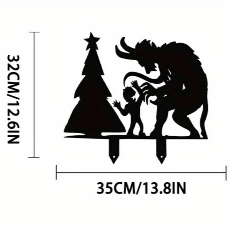 Metal Christmas Tree Silhouette - Abstract Floor Mount Garden Stake, Ideal for Halloween Decor, Yard Art & Garden Decor
