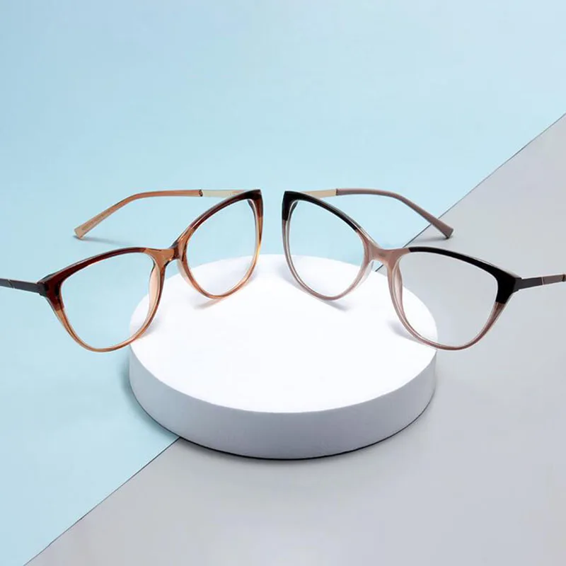 Feminine Optical Myopia Glasses Vintage Brand Design Clear Cat Eye Blue Light Blocking Glasses Women Eyeglasses Degree 0 to -6.0
