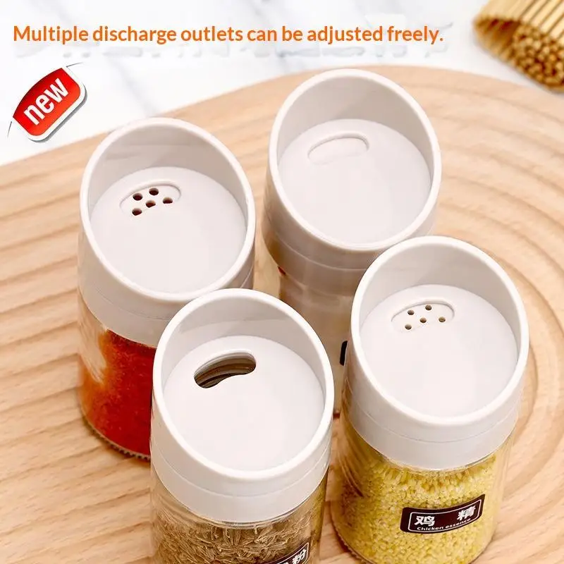 Salt Bottle for Kitchen With Rotating Lid Seasoning Spice Jar Compact Design Leakproof Herb Pepper Organizer for Home Use 1/4PCS