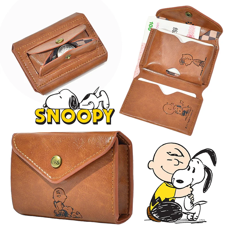 

Короткий кошелек Snoopy, кошелек для монет с героями мультфильмов, тройной кошелек из искусственной кожи, держатель для визитных карточек, сумка для денег, складной кошелек