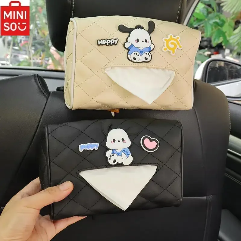 

MINISO Sanrio Pacha Dog Car Seat Back Hanging Leather Tissue Box Cartoon Shape Armrest Box Paper Box Car Decorative Ornaments