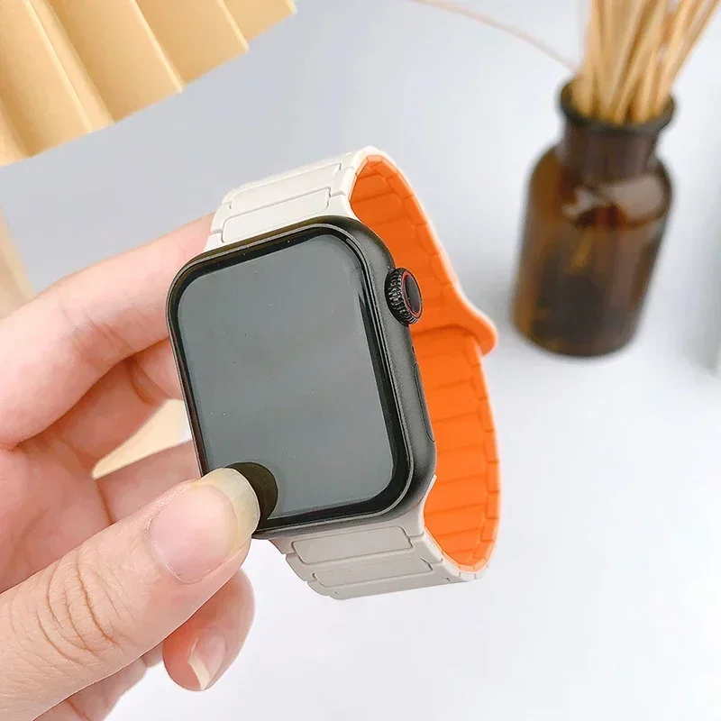 Pasek magnetyczny do zegarka Apple 44 mm 45 mm 49 mm 40 mm 41 mm 42 mm 38 mm Silikonowa bransoletka iWatch Series 7 8 se 6 4 5 3 ultra 2 9