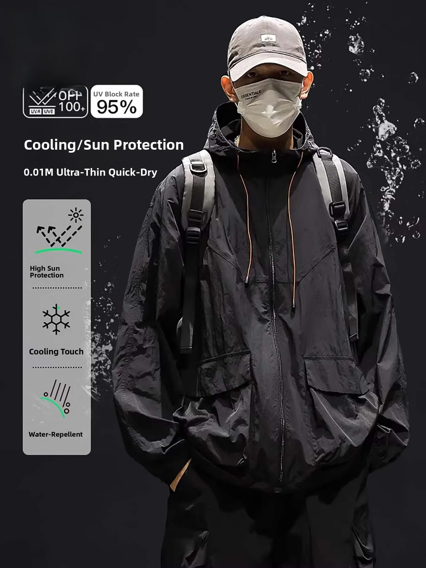 

TUCANO Men's Summer Lightweight Breathable Ice Silk Sun Protection Jaet UPF00 UV Protection Faionable Urban Sle Zipper...