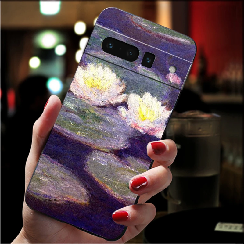 حافظة لهاتف جوجل بيكسل 10 9 برو XL 9A 8 7 6 برو بيكسل 8A 7A 6A بكسل 8 7 6 5 كلود مونيه جاردن لوتس بريدج