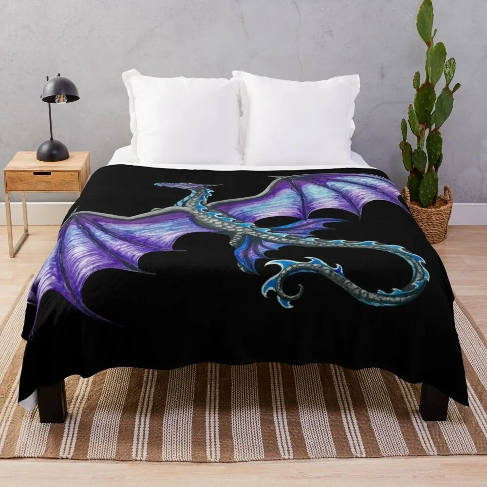 

Flying Blue and Purple Dragon Throw Blanket Outdoor Soft Blanket for Picnic Beach Camping