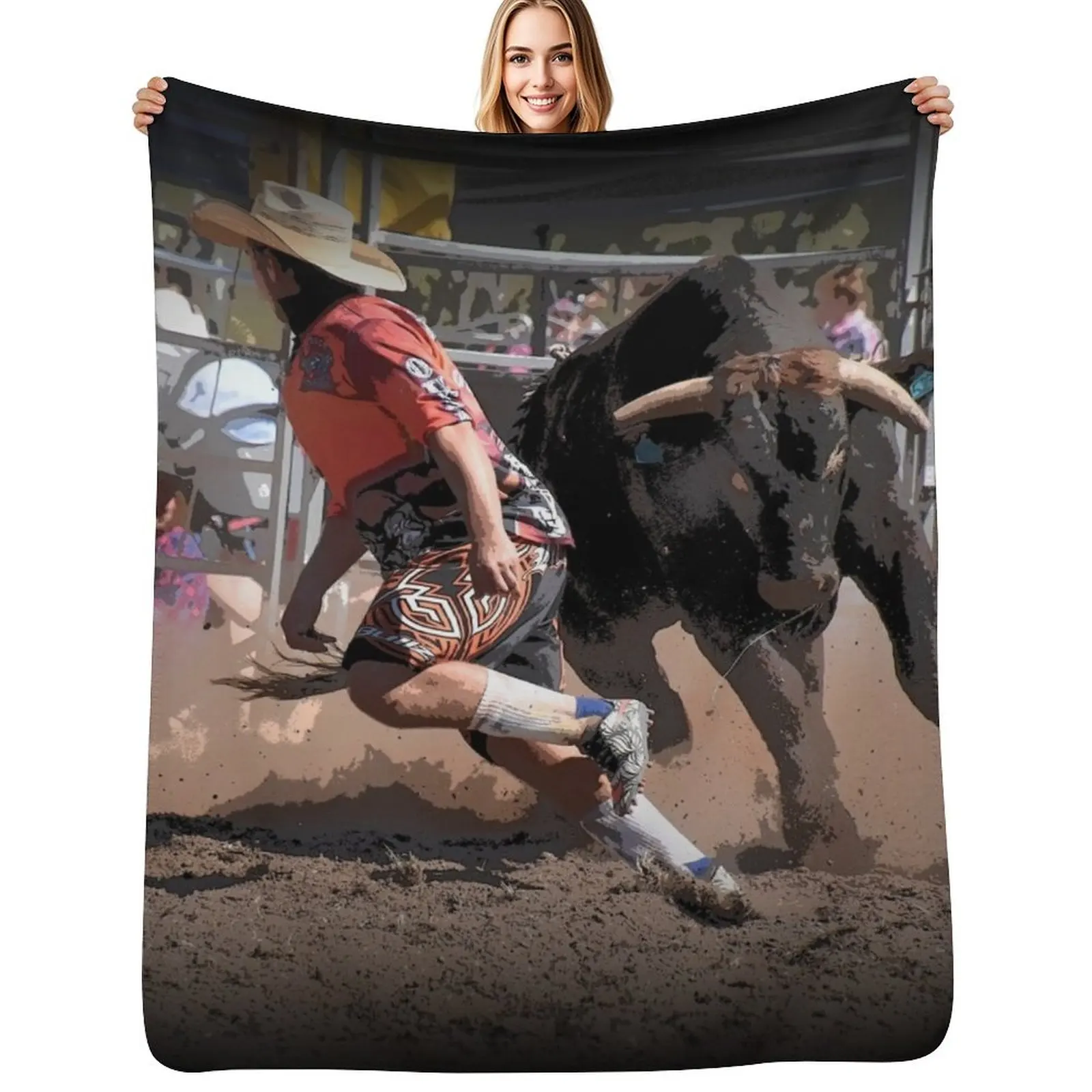 Manta de sofá acogedora con diseño de payasos de rodeo, luchadores de toros y rodeo, ideal para ver televisión y tomar siesta