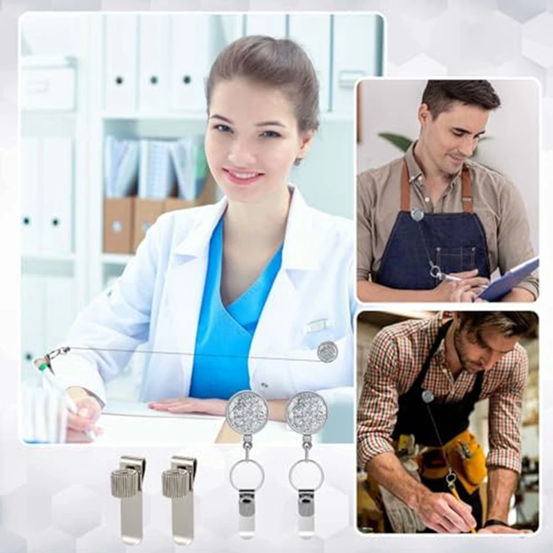 حامل قلم رصاص قابل للسحب مع مشبك ، بوصة ، سلسلة مفاتيح بكرة القلم ، نجارين ، ممرضة ، عمال ، ميكانيكا