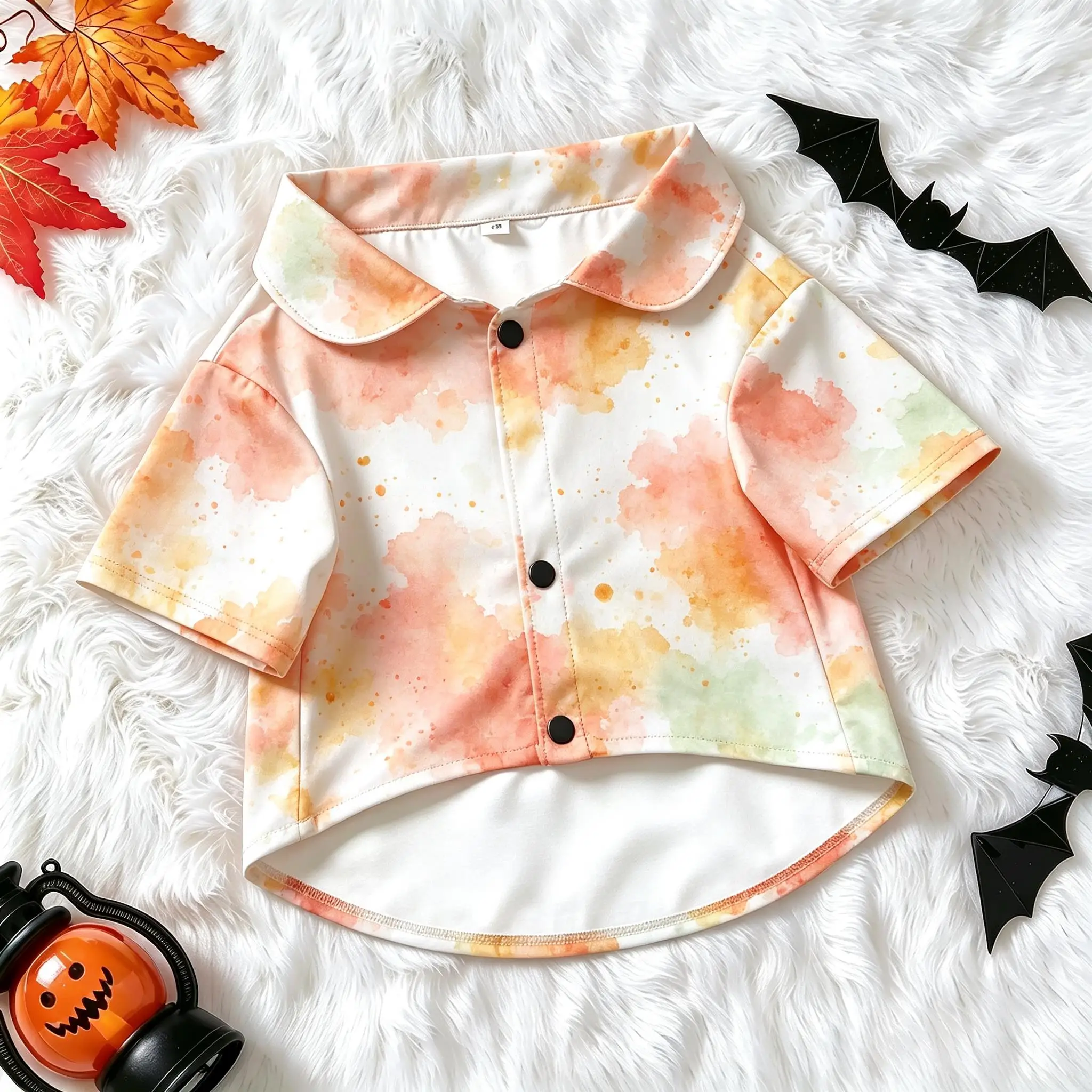 Pet Dog Shirt Colorful Pastel Paint Splatter Print Breathable Button Up for Small Medium Dogs Abstract Art Theme Daily Wear