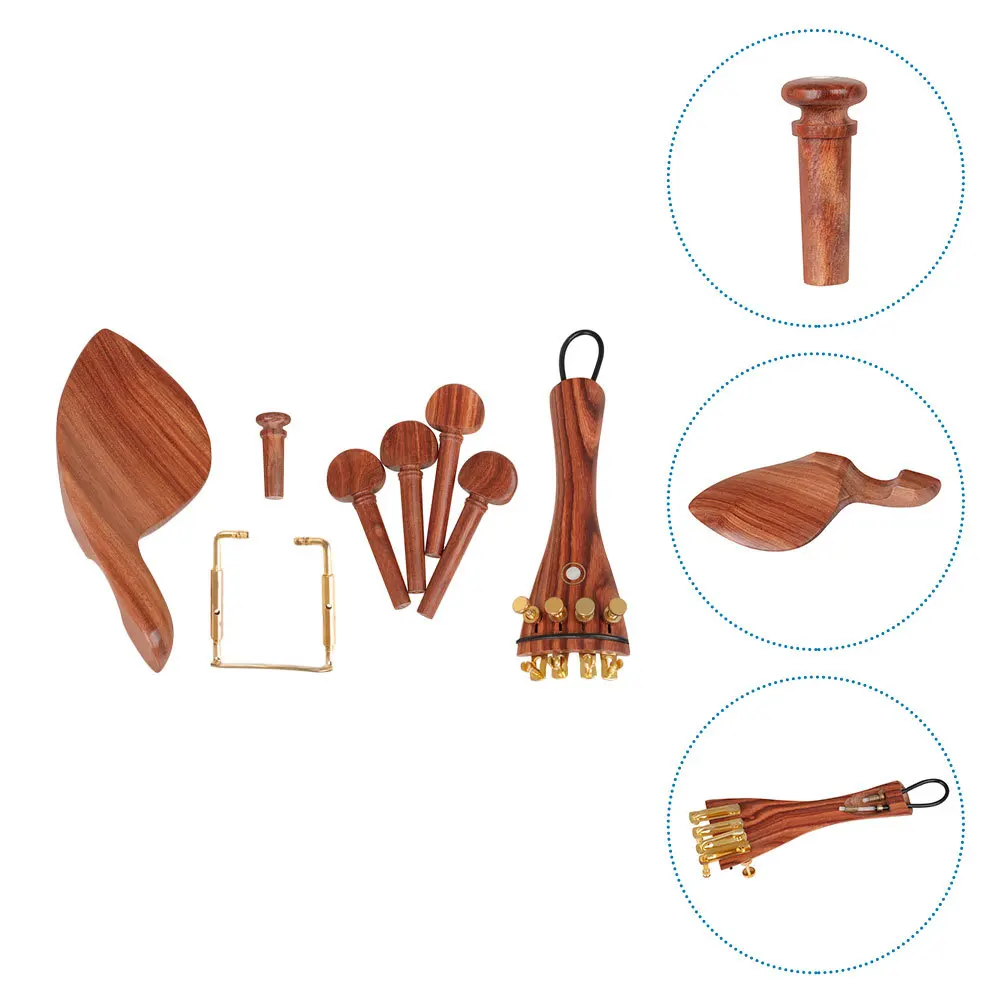 

1 set 1 Set Violin Replacement Parts Wooden Chin Rest Tailpiece Endpin Tuning Peg For Professional Repair Maintenance Instrument