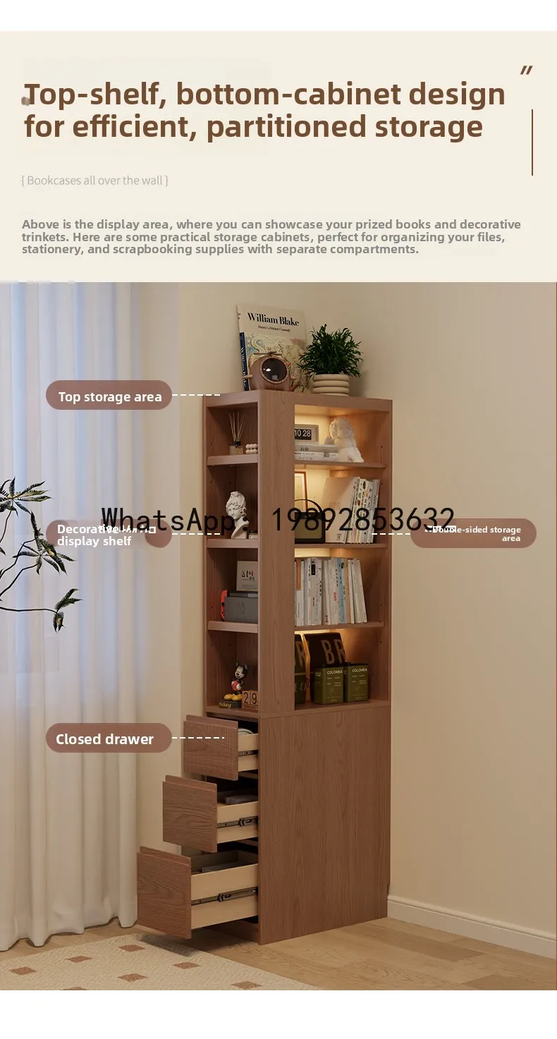 YFY Solid Wood Corner Narrow  Wall Edge Floor Gap Storage Cabinet Small Apartment Narrow Edge High Cabinet Partition Cabinet