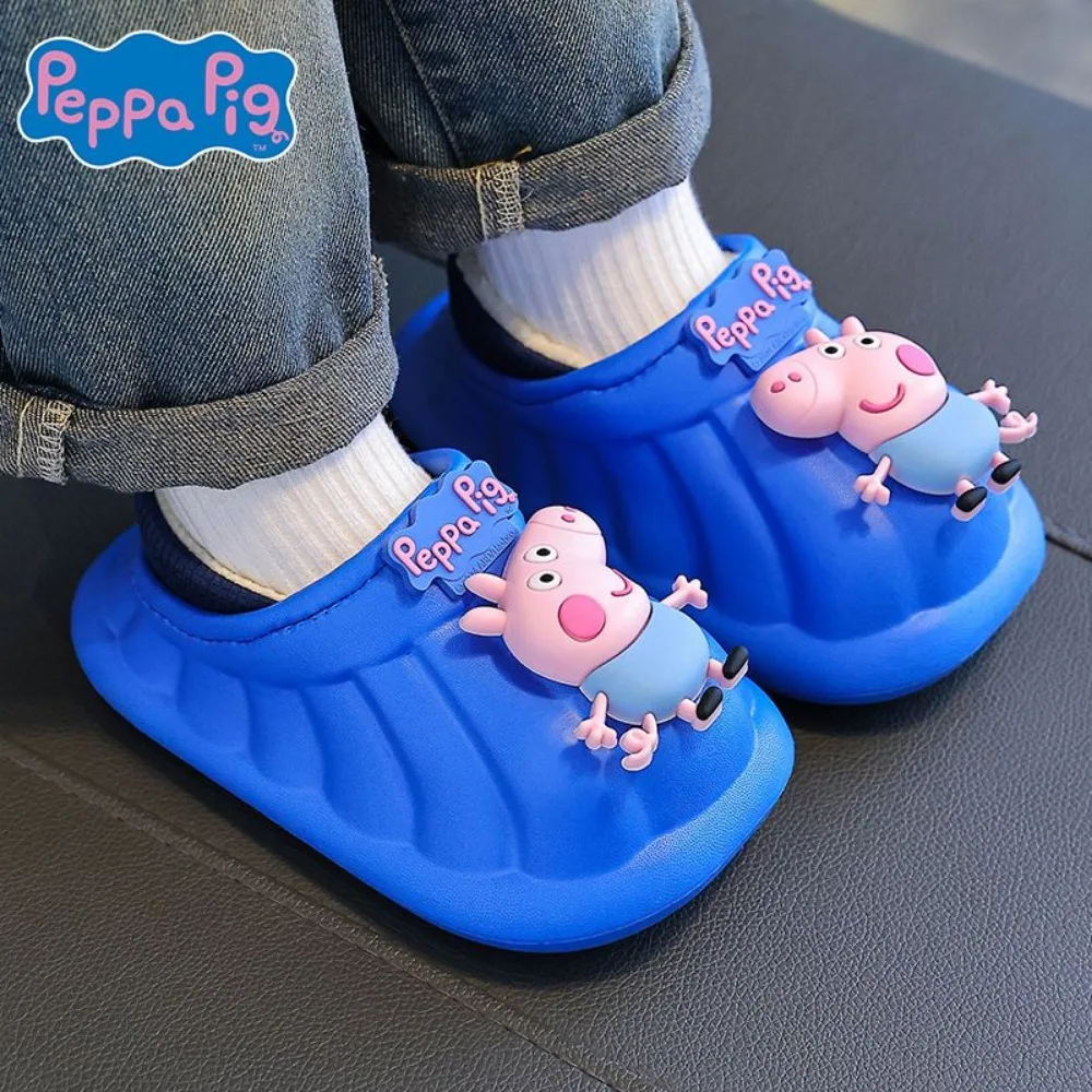 Peppa Pig-Pantoufles d'hiver en coton pour la maison, confortables, imperméables, chaudes, mignonnes, dessin animé, cadeau