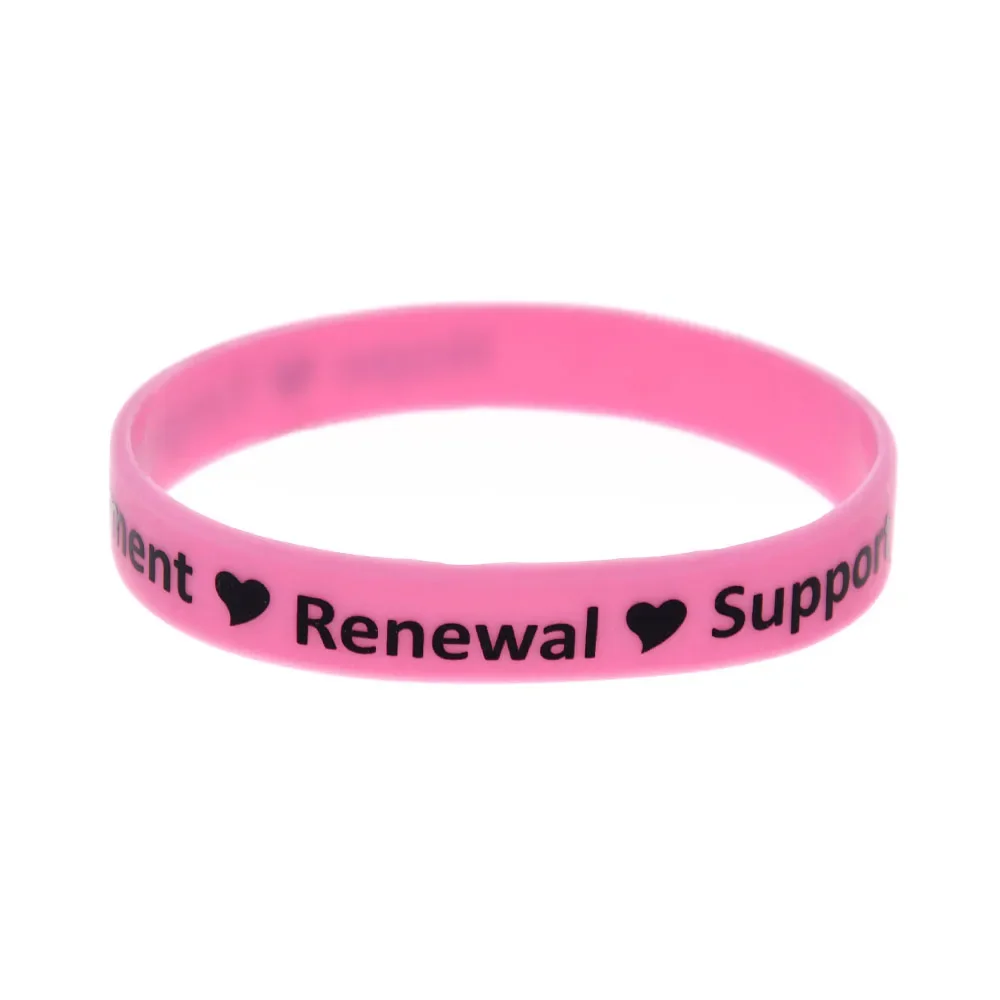 1 PC Hope Empowerment Renewal Support Silicone Wristband Printed Logo Bracelets Woman Fashion 2024