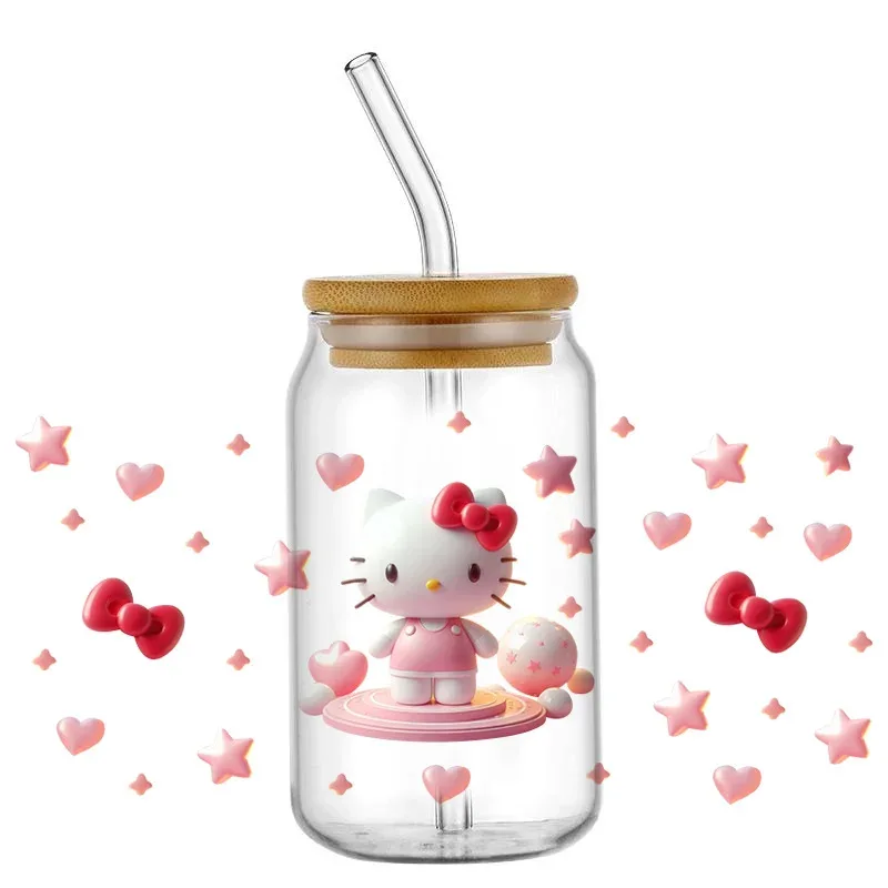 

New Style Hello Kitty16oz UV DTF Cup Wrap Transfers Stickers Eco-Friendly Waterproof Decorate Mugs Can Bottle