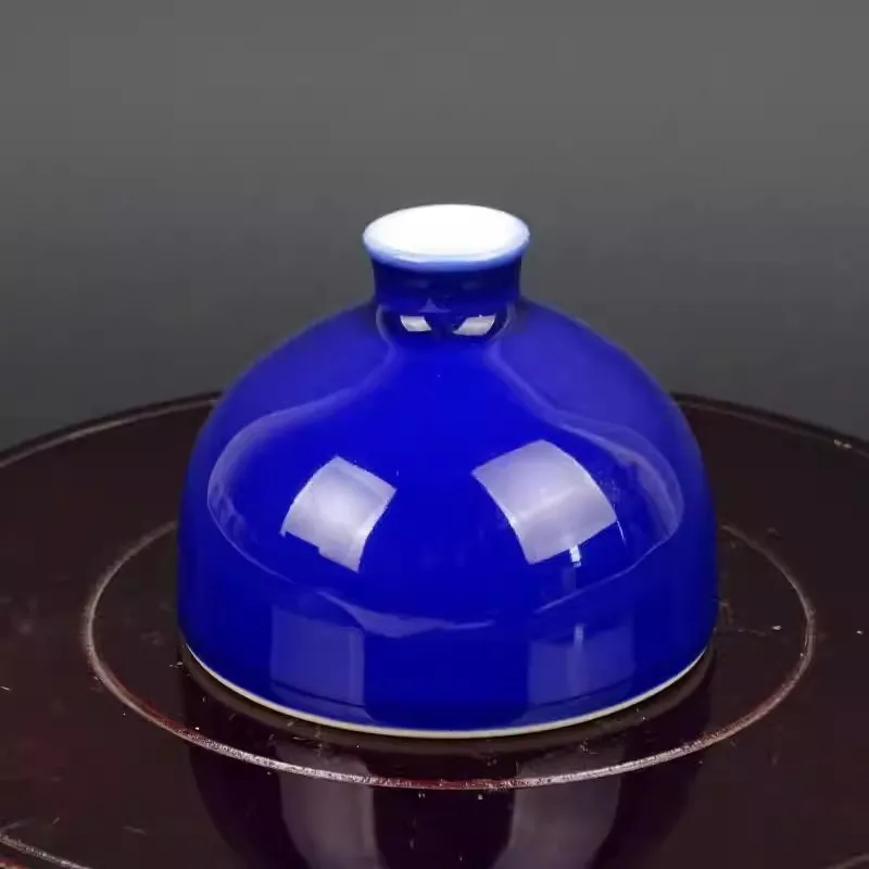 Chinese Blue Glaze Porcelain Pot Brush Washer Qing Qianlong 3.74 inch Sacrifice Blue Glaze Wash