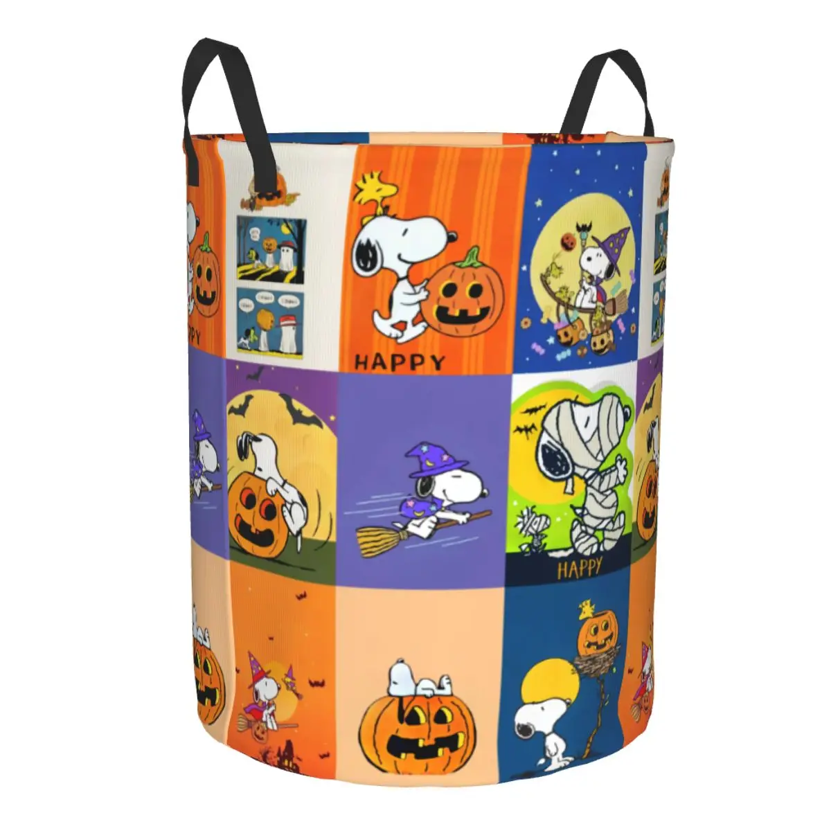 Custom Halloween Snoopys Dog Cortoon Comic Collage Laundry Basket Collapsible Beagle Clothing Hamper Toys Organizer Storage Bins