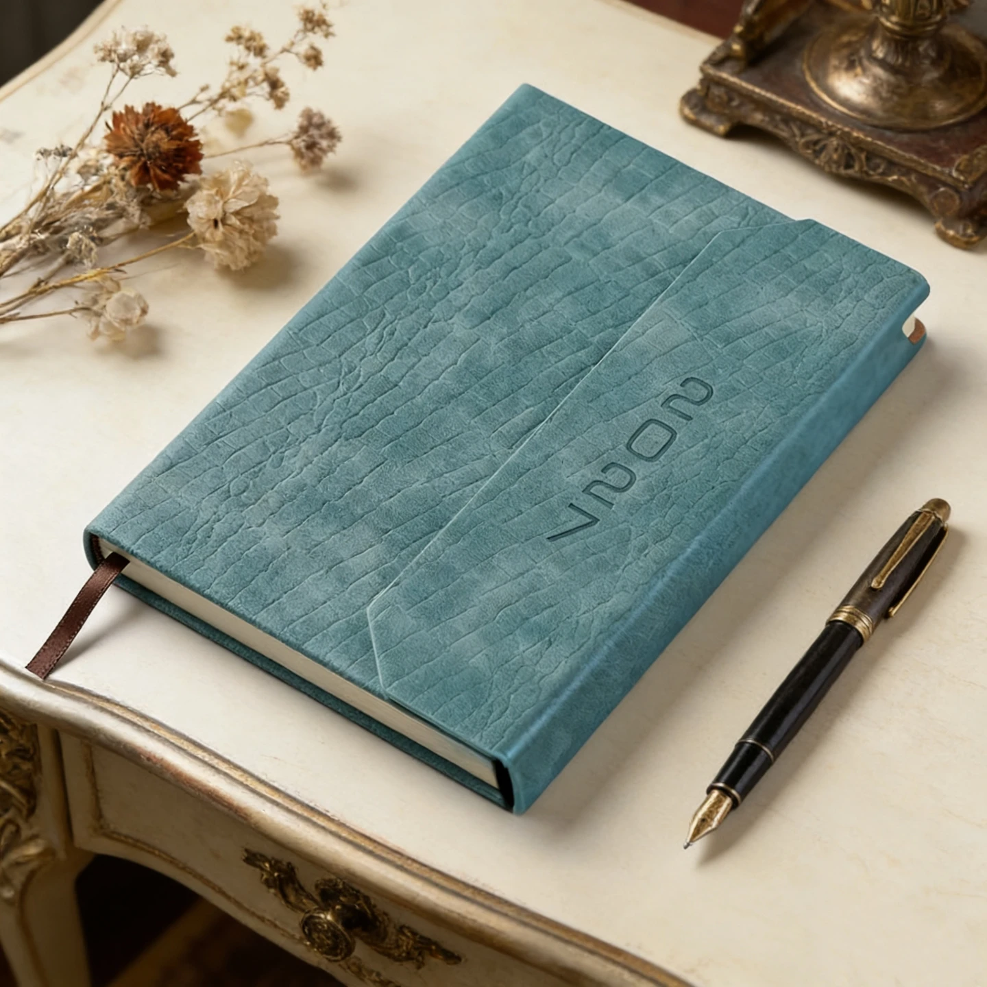 Agenda 2027 A5 Tri-Fold - Folio de Cuero Minimalista con Cierre Elástico, Elegante Planificador Anual, Libreta de Cuero