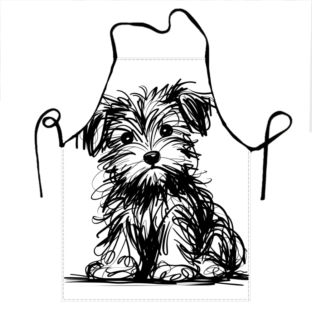 Yorkie Dog With Cowboy Hat Sketch Art Print