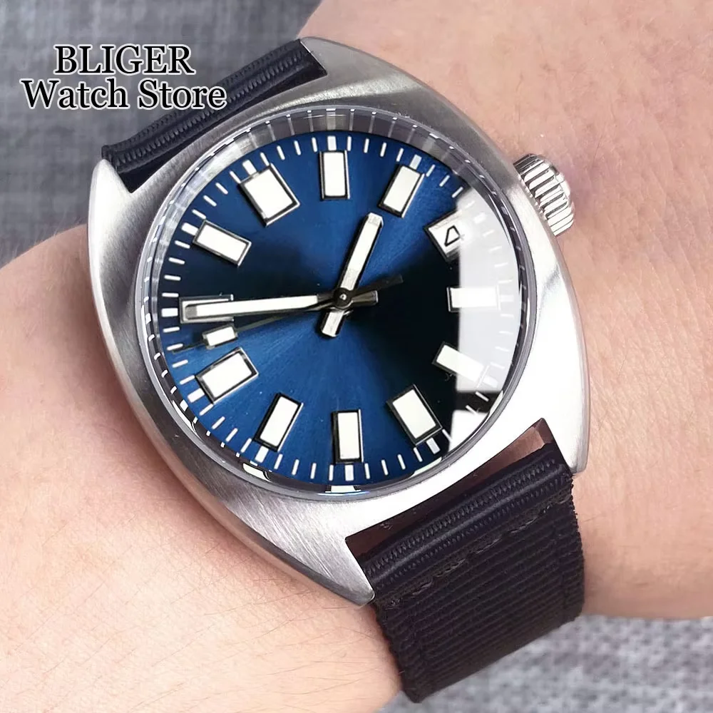 200M Water Resistent 36MM Diver Pilot Watch Men Sunburst Blue Red Dial AR Domed Sapphire Crystal Tandorio Lady Watches