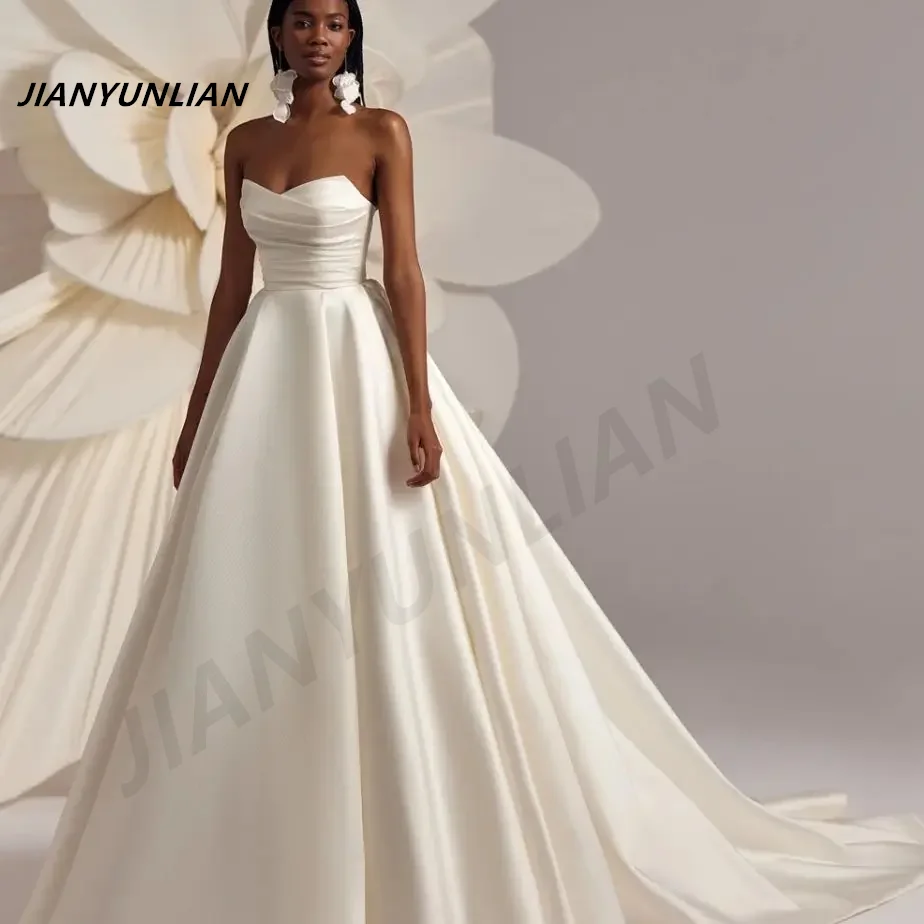 Customized Vestidos De Novia Floor Length Sweetheart A-Line Long Tail Backless For Women To Measures Charming Bridal Gowns