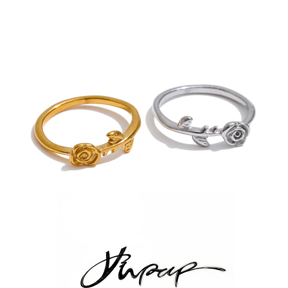 Yhpup Size 6789 Stainless Steel Rose Flower Cast High Quality Ring Waterproof Metal Young Fashion 2026 Charm Jewelry Wholesale