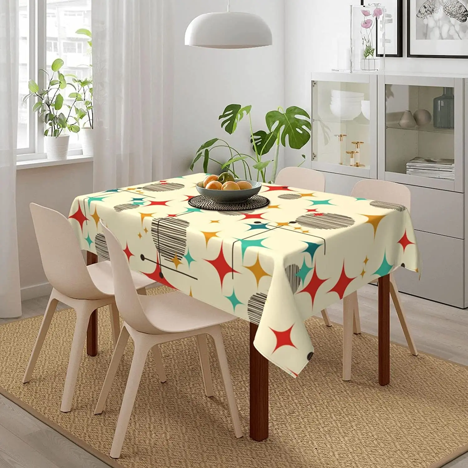 Modern Mid Century Geometric Rectangle Tablecloth Holiday Party Decorations Waterproof Table Covers for Kitchen Dining Decor