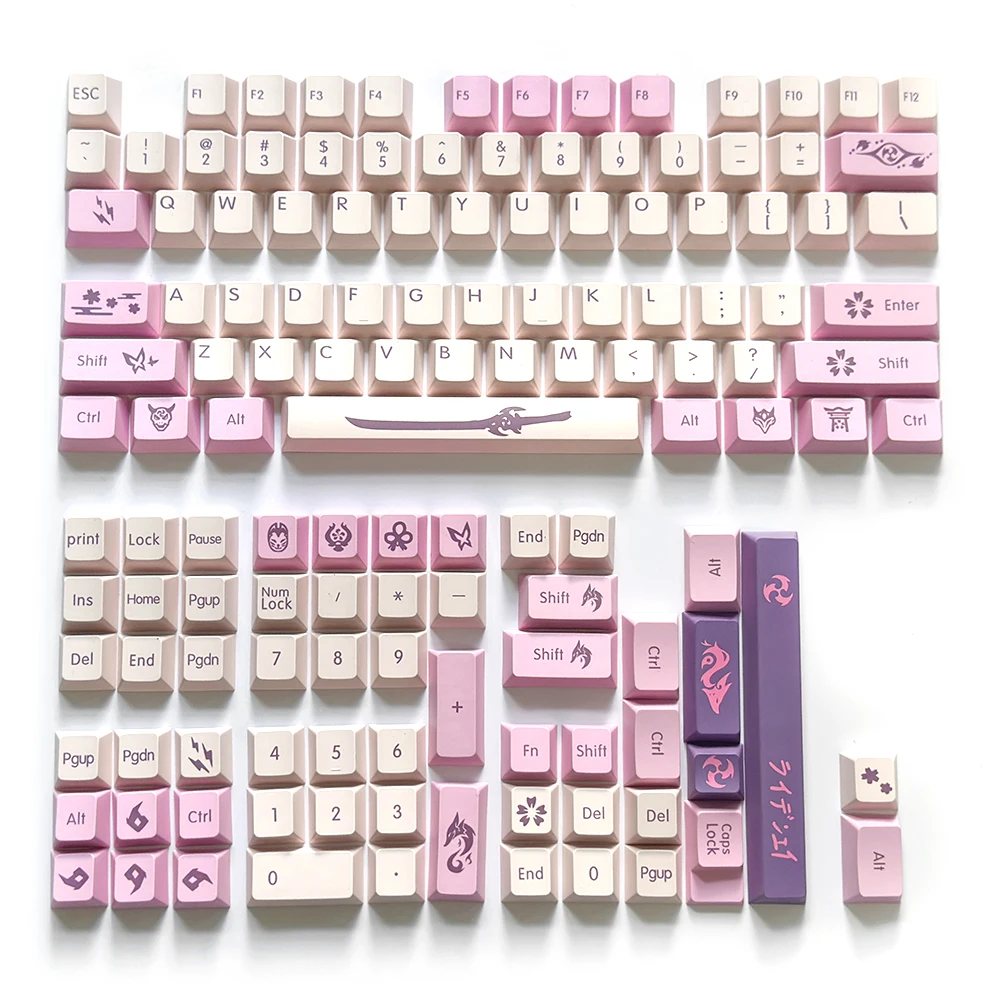 ชุดคีย์บอร์ด PBT 134คีย์/ชุดคีย์บอร์ดกลไกการเล่นเกมชุดคีย์การ์ด PBT แบบซับเบด DIY ออกแบบเองโปรไฟล์คีย์แคปสำหรับแป้นพิมพ์สวิตช์ MX