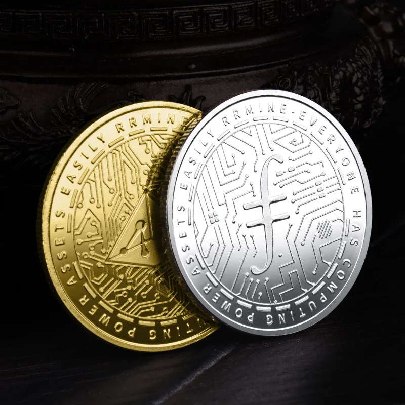 Filecoin Coin FIL Coin Gold, Silver Plated Physical Metal Crypto FIL Coin with Plastic Case Commemorative Coin Collection Gift